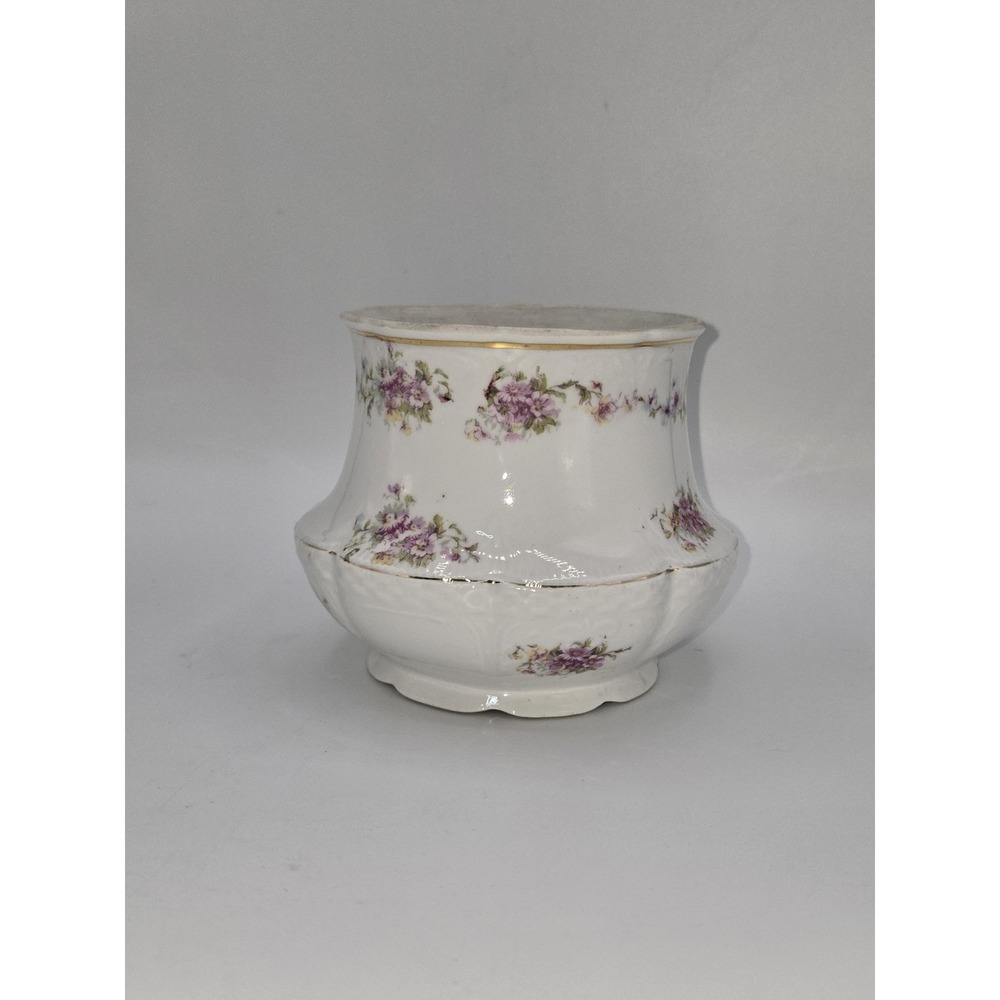 Schumann Bavarian Vintage Floral Porcelain Cachepot Vase Pink Flowers Gold Trim